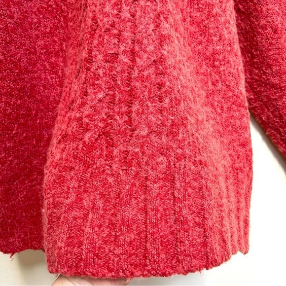 Vintage 90s Wool Blend Cable Knit Memphis Jones Pink Red Sweater, Size Large - Picture 6 of 12